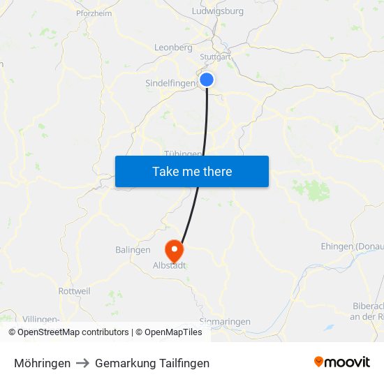 Möhringen to Gemarkung Tailfingen map