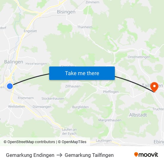 Gemarkung Endingen to Gemarkung Tailfingen map