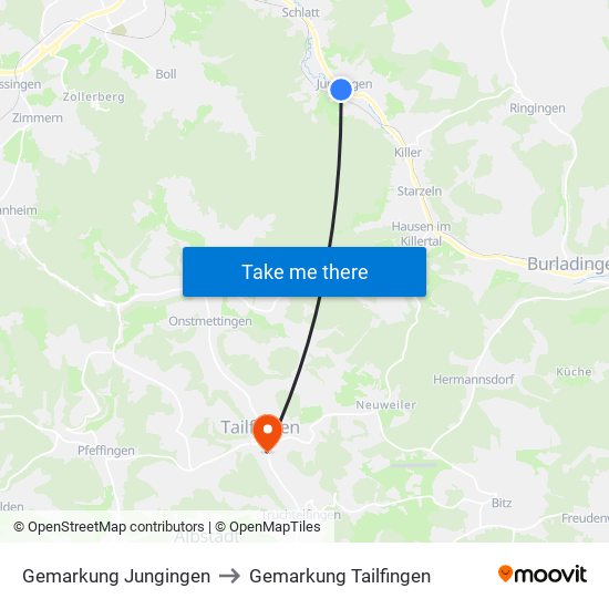 Gemarkung Jungingen to Gemarkung Tailfingen map