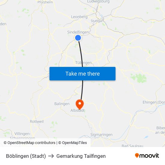 Böblingen (Stadt) to Gemarkung Tailfingen map
