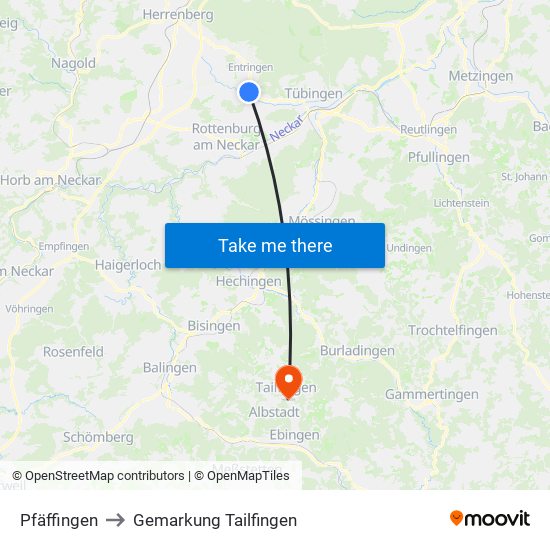 Pfäffingen to Gemarkung Tailfingen map