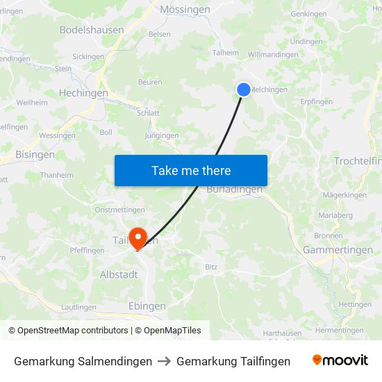 Gemarkung Salmendingen to Gemarkung Tailfingen map