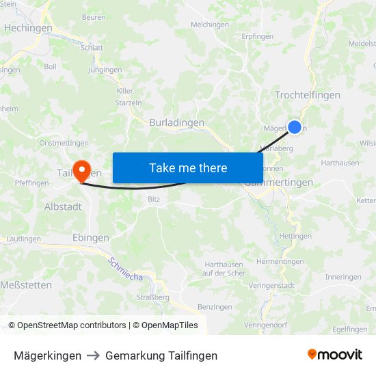 Mägerkingen to Gemarkung Tailfingen map