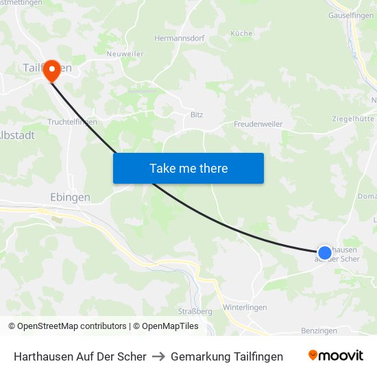Harthausen Auf Der Scher to Gemarkung Tailfingen map