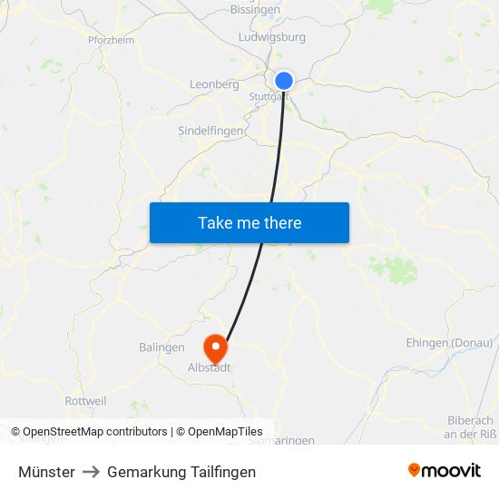 Münster to Gemarkung Tailfingen map