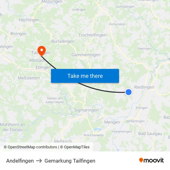 Andelfingen to Gemarkung Tailfingen map