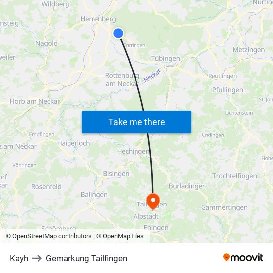Kayh to Gemarkung Tailfingen map