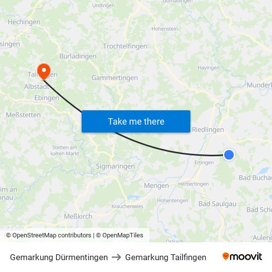 Gemarkung Dürmentingen to Gemarkung Tailfingen map