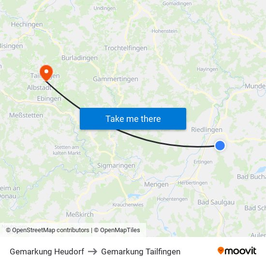 Gemarkung Heudorf to Gemarkung Tailfingen map