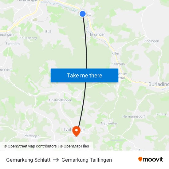 Gemarkung Schlatt to Gemarkung Tailfingen map