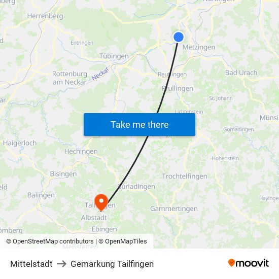 Mittelstadt to Gemarkung Tailfingen map