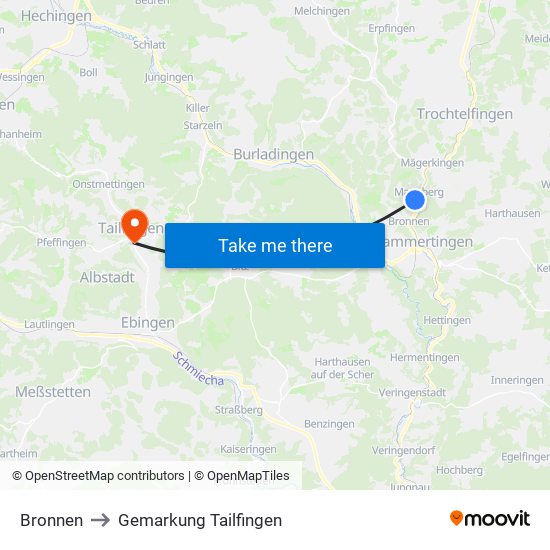 Bronnen to Gemarkung Tailfingen map