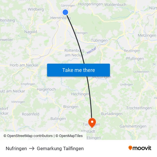Nufringen to Gemarkung Tailfingen map