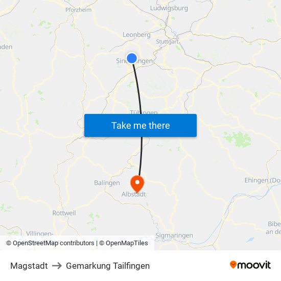 Magstadt to Gemarkung Tailfingen map