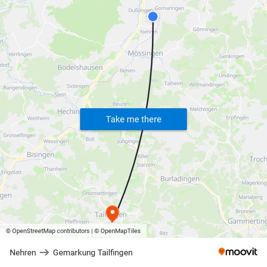 Nehren to Gemarkung Tailfingen map