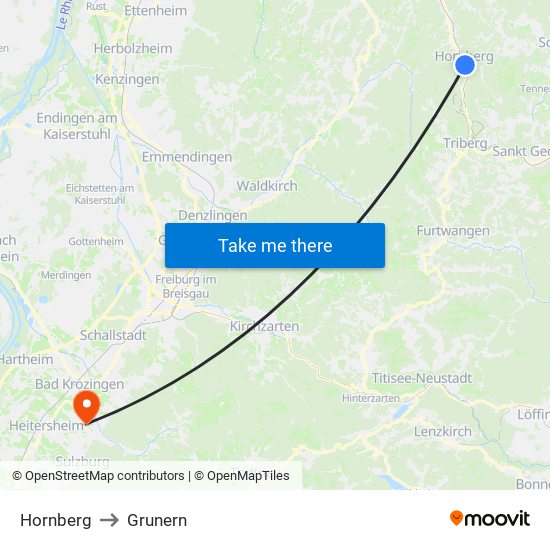 Hornberg to Grunern map