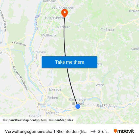 Verwaltungsgemeinschaft Rheinfelden (Baden) to Grunern map