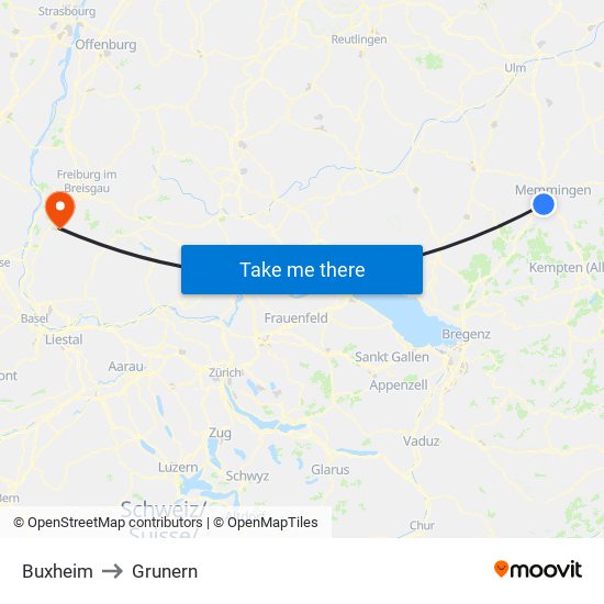 Buxheim to Grunern map