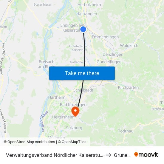 Verwaltungsverband Nördlicher Kaiserstuhl to Grunern map