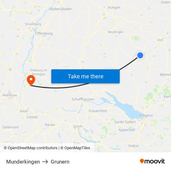 Munderkingen to Grunern map