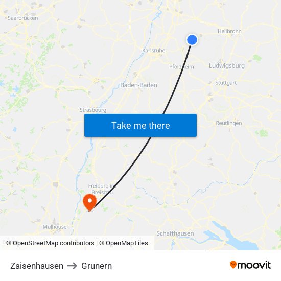 Zaisenhausen to Grunern map