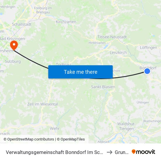 Verwaltungsgemeinschaft Bonndorf Im Schwarzwald to Grunern map