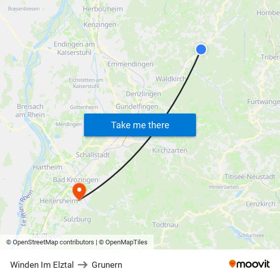 Winden Im Elztal to Grunern map