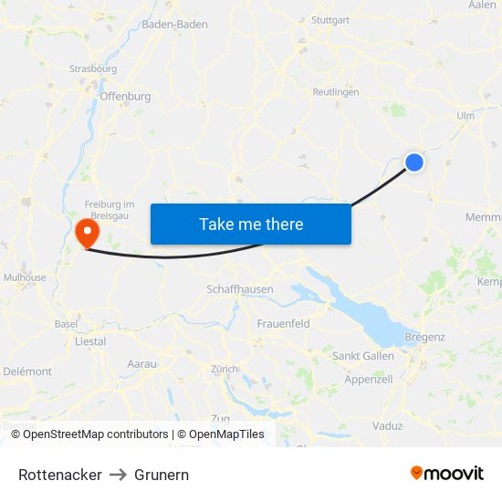 Rottenacker to Grunern map