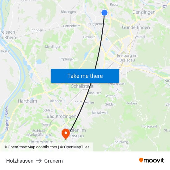 Holzhausen to Grunern map