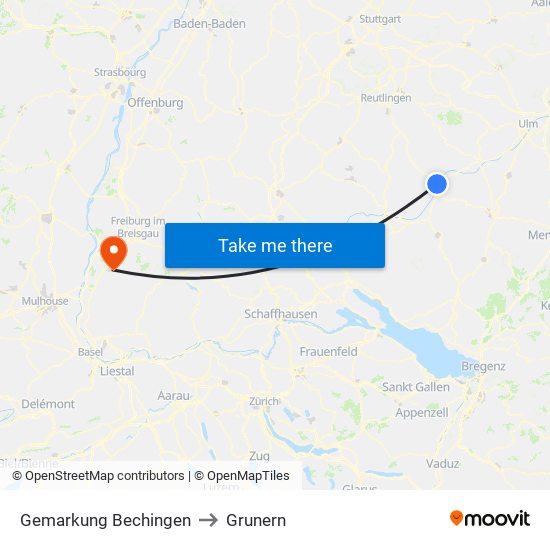 Gemarkung Bechingen to Grunern map