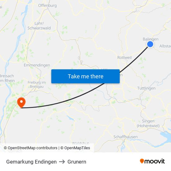 Gemarkung Endingen to Grunern map