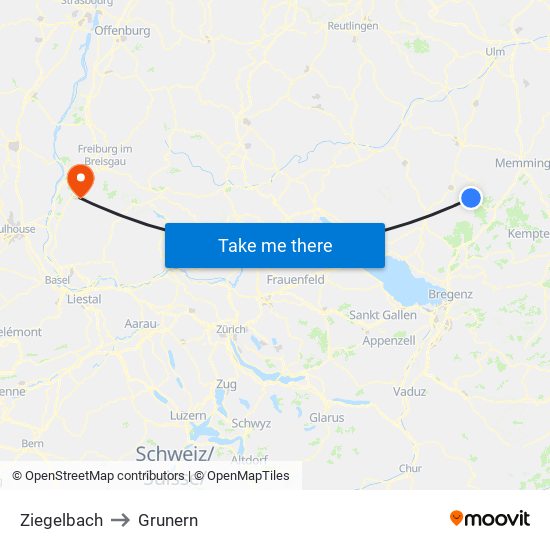 Ziegelbach to Grunern map