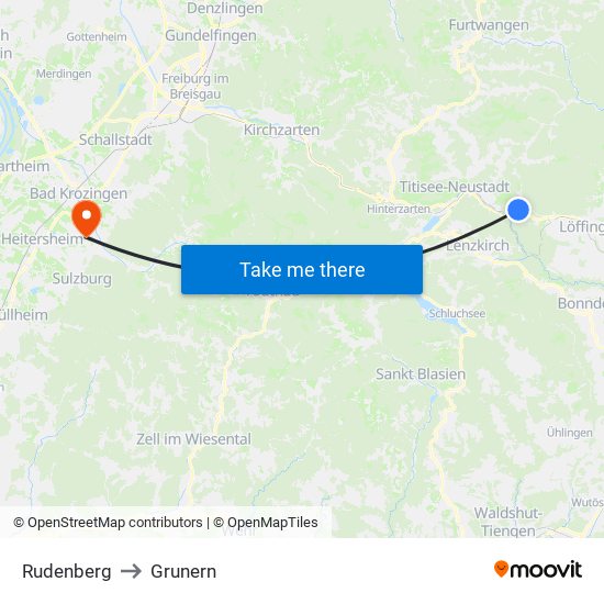 Rudenberg to Grunern map