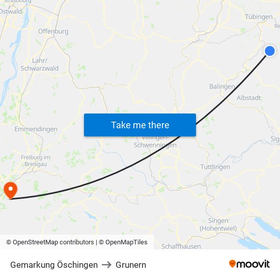 Gemarkung Öschingen to Grunern map