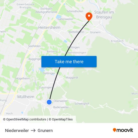 Niederweiler to Grunern map