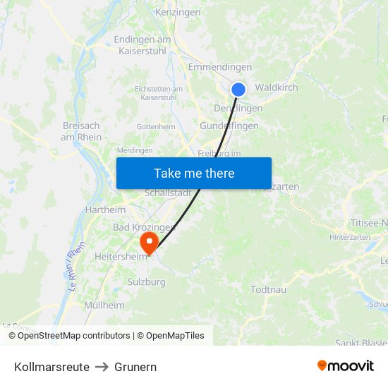 Kollmarsreute to Grunern map