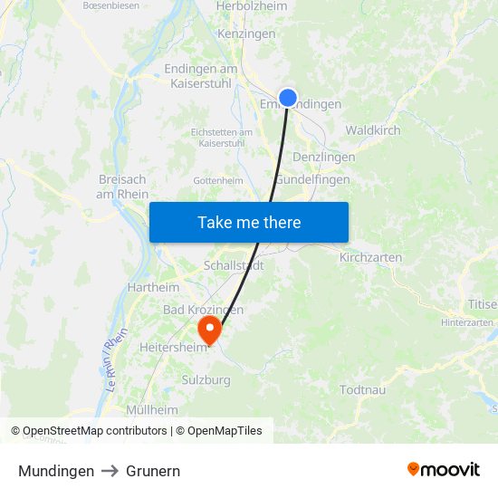Mundingen to Grunern map