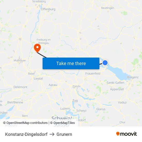 Konstanz-Dingelsdorf to Grunern map