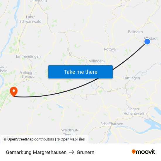 Gemarkung Margrethausen to Grunern map