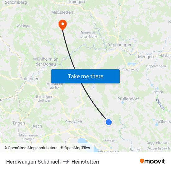Herdwangen-Schönach to Heinstetten map