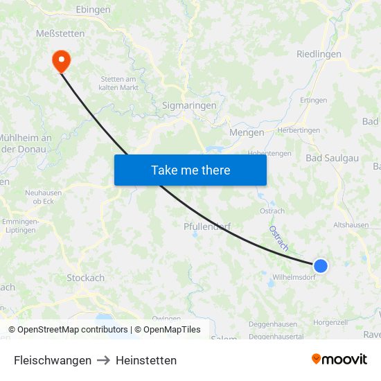 Fleischwangen to Heinstetten map