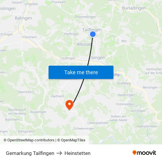 Gemarkung Tailfingen to Heinstetten map