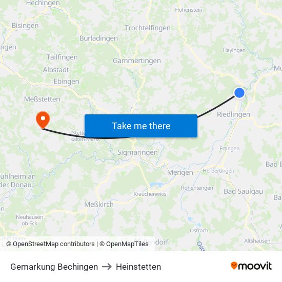 Gemarkung Bechingen to Heinstetten map