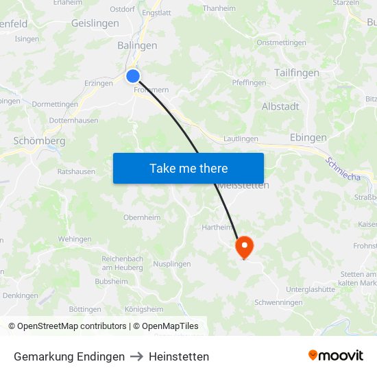 Gemarkung Endingen to Heinstetten map