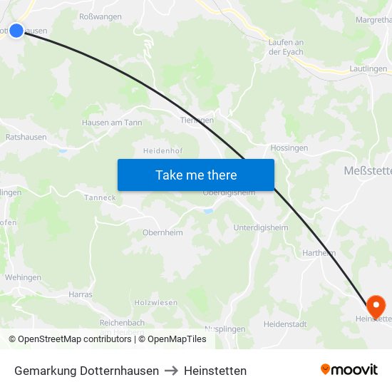 Gemarkung Dotternhausen to Heinstetten map
