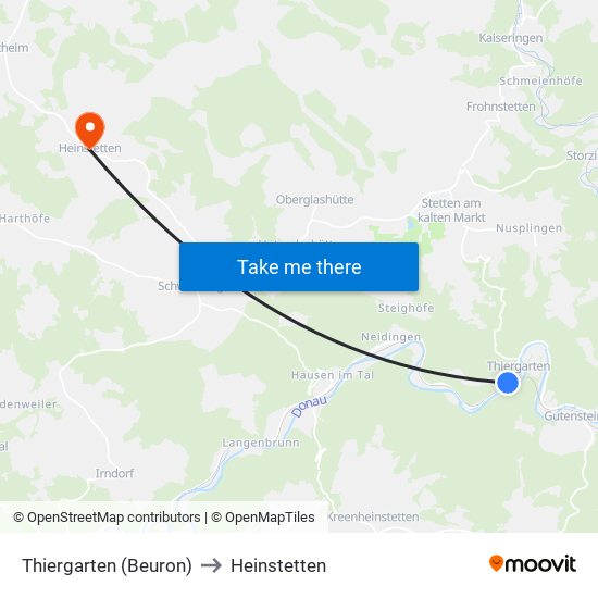 Thiergarten (Beuron) to Heinstetten map