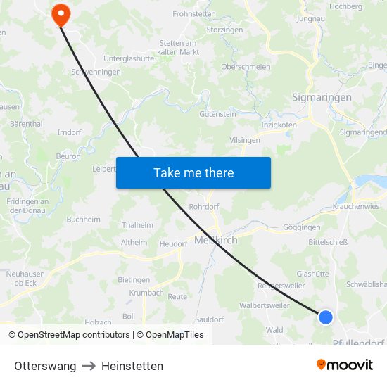 Otterswang to Heinstetten map