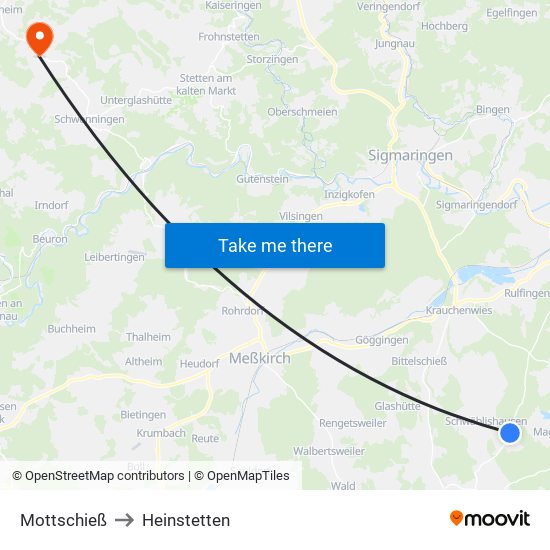 Mottschieß to Heinstetten map