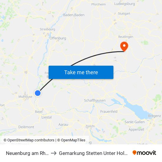 Neuenburg am Rhein to Gemarkung Stetten Unter Holstein map