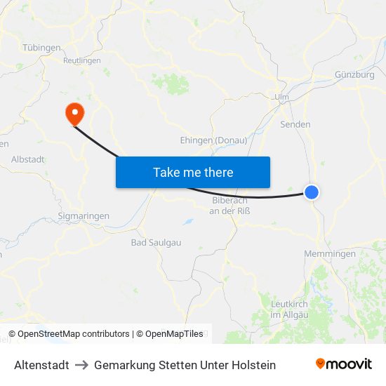 Altenstadt to Gemarkung Stetten Unter Holstein map